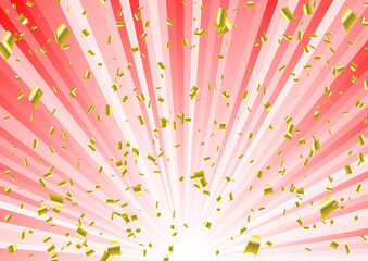 ゴージャスな金の紙吹雪の集中線（A4比率）