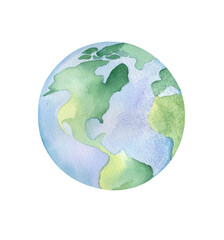 Watercolor drawing of the globe