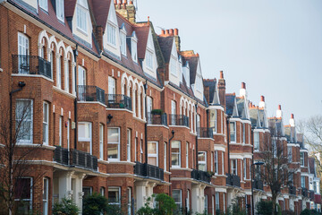 Typical street of terraced houses in suburban London