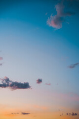 Pink and blue sky at sunset, background image
