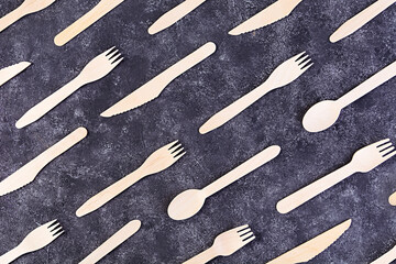 Concept recycle. Table serving with eco-friendly cutlery
