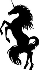 Fototapeta na wymiar Magical unicorn. A horse stands on its hind legs. Graceful silhouette for a beautiful design.