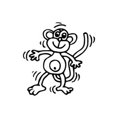 Vector illustration of cartoon monkey. Coloring page.
