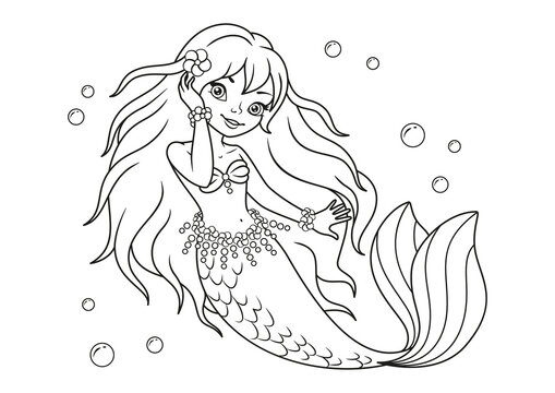 Beautiful mermaid Coloring Page for kids