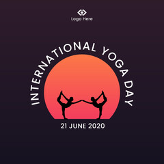 International Yoga Day Poster Design. Vector Illustration.Easy Editable