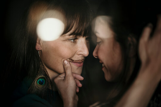 Close up of women in bar