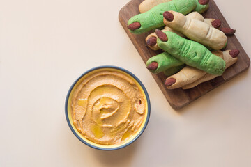 Cookies fingers and pumpkin hummus
