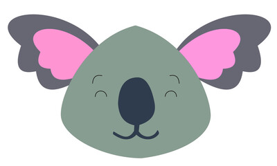 flashcard koala head cartoon character