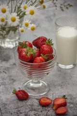 glass vase with strawberries