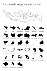 Indonesia map with shapes of regions. Blank vector map of the country with regions. Borders of the country for your infographic. Vector illustration.