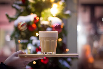 Coffee cup in hands, bokeh backgrounds