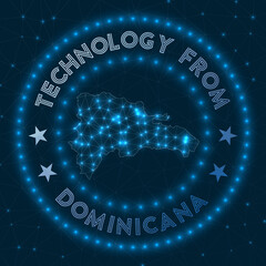 Technology From Dominicana. Futuristic geometric badge of the country. Technological concept. Round Dominicana logo. Vector illustration.