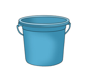 illustration of a blue plastic bucket picture, white background