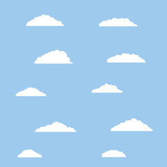 White bubbles cloud. Isolated Cartoon flat illustration. Blue sky and good summer weather