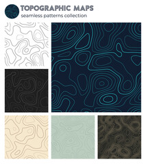 Topographic maps. Beautiful isoline patterns, seamless design. Awesome tileable background. Vector illustration.