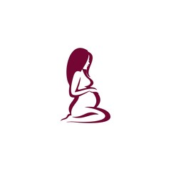 Woman Pregnant, silhouette icon. Vector illustration. Flat.