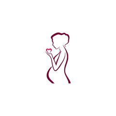 women pregnant logo vector icon template