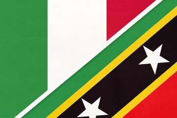 Italy and Saint Kitts and Nevis, symbol of two national flags from textile. Championship between two countries.