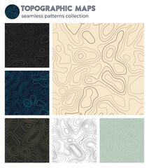 Topographic maps. Awesome isoline patterns, seamless design. Authentic tileable background. Vector illustration.
