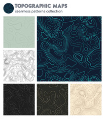 Topographic maps. Astonishing isoline patterns, seamless design. Captivating tileable background. Vector illustration.
