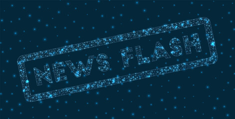 News flash word in digital style. Glowing geometric news flash badge. Amazing vector illustration.