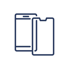 Protective glass thin line icon. Part, mobile phone, screen, display isolated outline sign. Phone repair, service, breakdown concept. Vector illustration symbol element for web design and apps