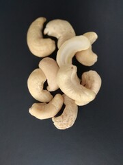 cashew nuts on black background