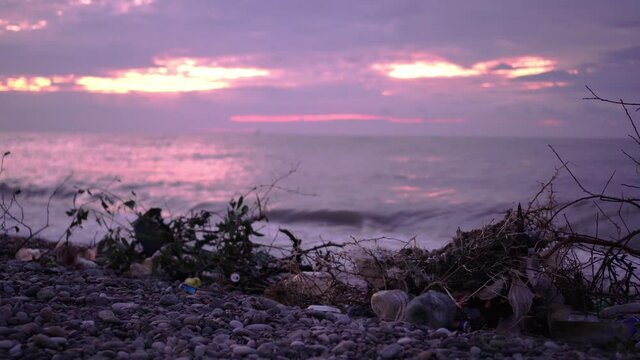 pink sunset on the sea