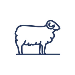 Sheep thin line icon. Pasture, herd, animal isolated outline sign. Diary product, farming, agriculture concept. Vector illustration symbol element for web design and apps