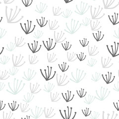 Simple dandelion flowers seamless pattern on white background. Organic wallpaper. Scandinavian style.