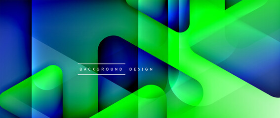 Triangle shapes geometric abstract background. 3D shadow effects and fluid gradients. Modern overlapping forms wallpaper for your text message