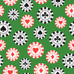 Casino game chips flat style seamless pattern