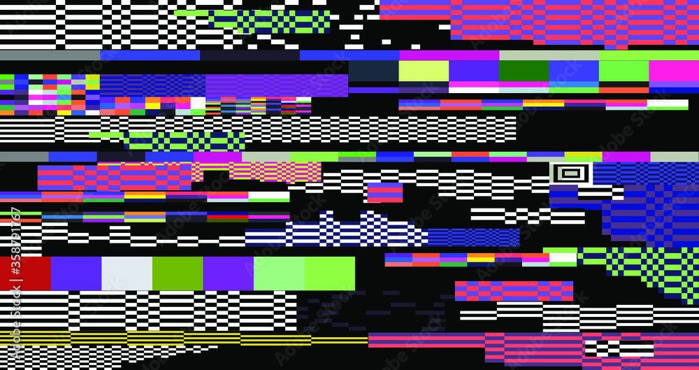 Fototapete glitched screen with random colorful pixel noise pattern. vaporwave and webpunk style background.