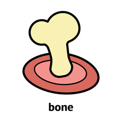 illustration for halloween with human bone sticking out of meat. Modern design for packaging, paper, fabric. print for clothes