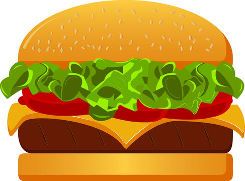 Hambuger - Vector and Illustration for menus brochure poster and fast foodicon. Isolated on white background.