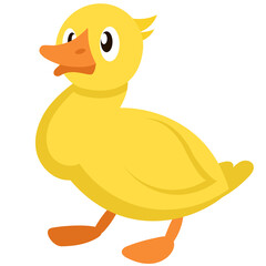 Duckling three quarter view. Farm animal in cartoon style.