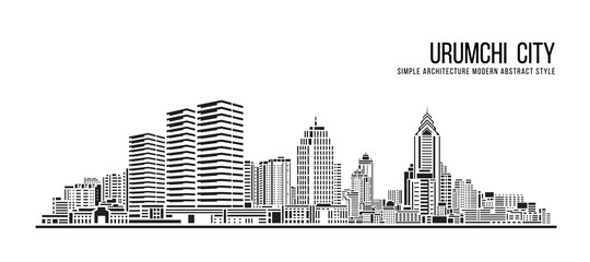 Naklejka premium Cityscape Building Abstract Simple shape and modern style art Vector design - Urumchi city