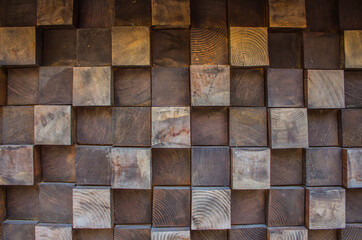 Vintage bright wooden texture background. Wooden cubes chess background.
