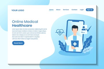 Modern landing page online medical health care