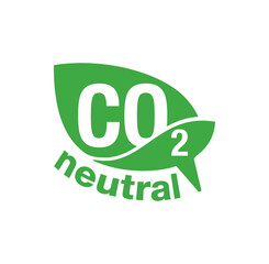 CO2 neutral green stamp - carbon emissions free (no air atmosphere pollution) industrial production eco-friendly isolated sign in creative decoration