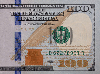 U.S. 100 dollar border with empty middle area