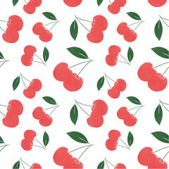 Seamless pattern with cherries. Fruit background.
