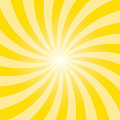 Sunlight swirl rays background. Spiral burst wallpaper. Retro sunburst vector. Sun beam ray sunburst poster.
