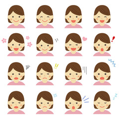 女性のいろいろな表情アイコン / vector eps	