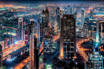 Dubai city in the evening