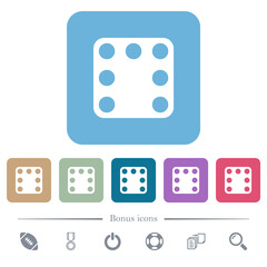 Domino seven flat icons on color rounded square backgrounds