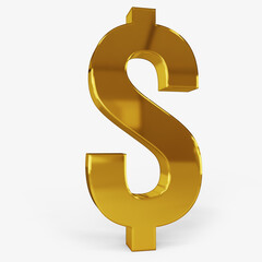 USD icon gold color 3D currency symbols, currency icon front view