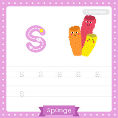 Letter S lowercase tracing practice worksheet of Colorful Sponge