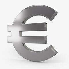 euro icon silver color 3D currency symbols, currency icon right view