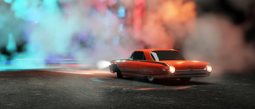 3d render realistic red 1974 Ford Falcon, ford classic wallpapper trendy car wallpapper